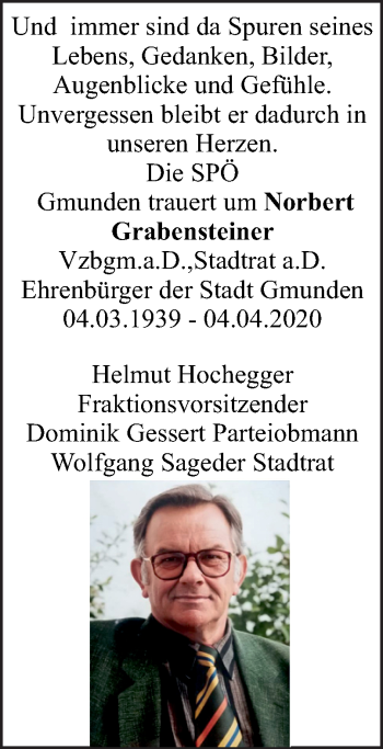 Traueranzeige von Norbert Grabensteiner von OÖNachrichten