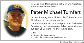 Traueranzeige von Peter Michael Tumfart von OÖNachrichten
