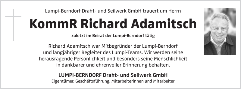  Traueranzeige für Richard Adamitsch vom 03.04.2020 aus OÖNachrichten