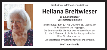 Traueranzeige von Heliana Breitwieser von OÖNachrichten