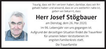 Traueranzeige von Josef Stögbauer von OÖNachrichten