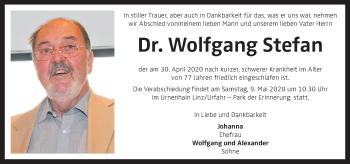 Traueranzeige von Wolfgang Stefan von OÖNachrichten