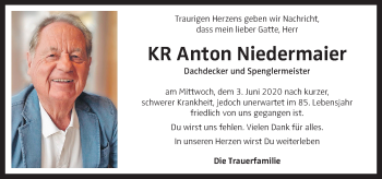 Traueranzeige von Anton Niedermaier von OÖNachrichten