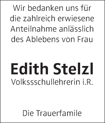 Traueranzeige von Edith Stelzl von OÖNachrichten