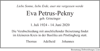Traueranzeige von Eva Petrus-Pekny von OÖNachrichten