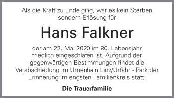 Traueranzeige von Hans Falkner von OÖNachrichten