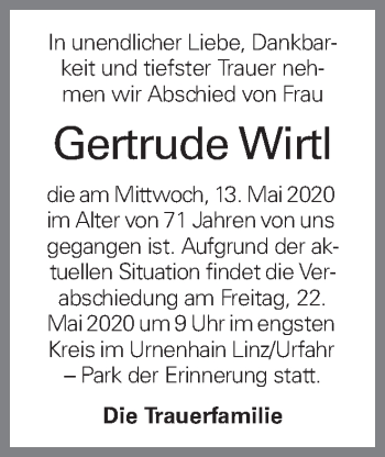Traueranzeige von Hermine Steinkellner von OÖNachrichten