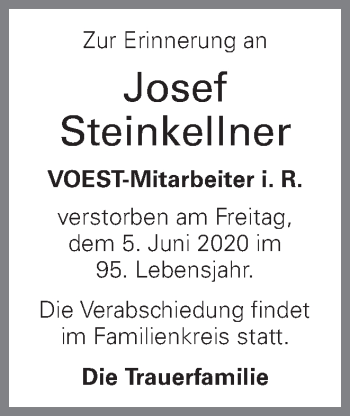 Traueranzeige von Josef Steinkellner von OÖNachrichten