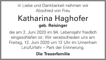 Traueranzeige von Katharina Haghofer von OÖNachrichten