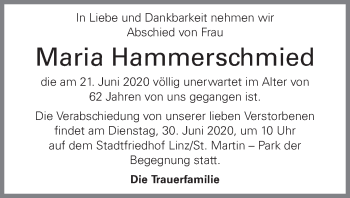 Traueranzeige von Maria Hammerschmied von OÖNachrichten