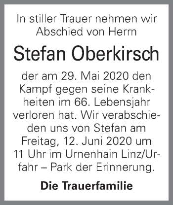 Traueranzeige von Stefan Oberkirsch von OÖNachrichten