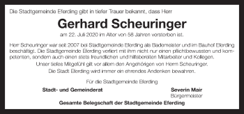 Traueranzeige von Gerhard Scheuringer von OÖNachrichten