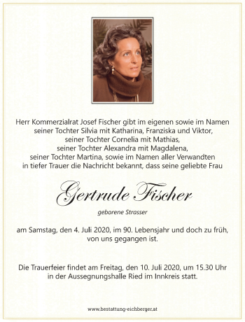 Traueranzeige von Gertrude Fischer von OÖNachrichten