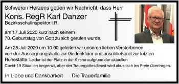 Traueranzeige von Karl Danzer von OÖNachrichten