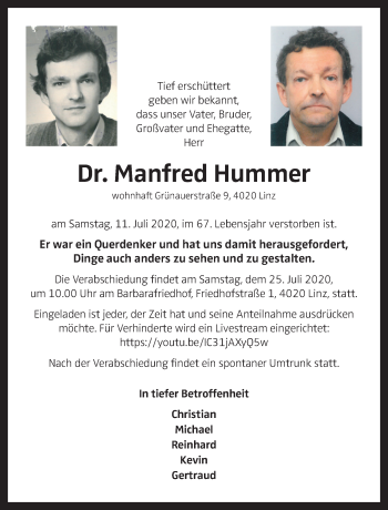 Traueranzeige von Manfred Hummer von OÖNachrichten