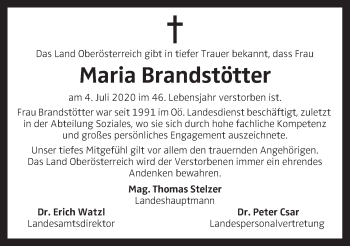 Traueranzeige von Maria Brandstötter von OÖNachrichten