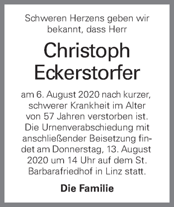 Traueranzeige von Christoph Eckerstorfer von OÖNachrichten