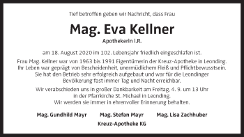 Traueranzeige von Eva Kellner von OÖNachrichten