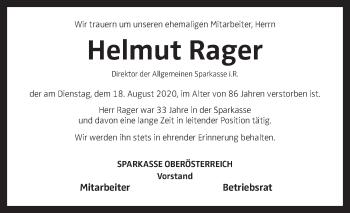 Traueranzeige von Helmut Rager von OÖNachrichten