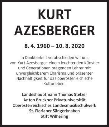 Traueranzeige von Kurt Azesberger von OÖNachrichten