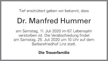 Traueranzeige von Manfred Hummer von OÖNachrichten