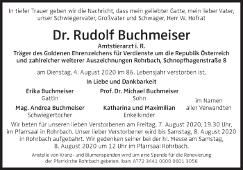 Traueranzeige von Rudolf Buchmeiser von OÖNachrichten