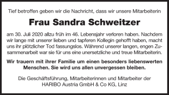 Traueranzeige von Sandra Schweitzer von OÖNachrichten