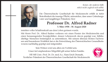 Traueranzeige von Alfred Radner von OÖNachrichten