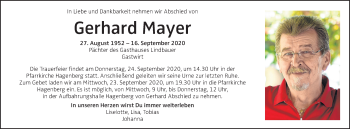 Traueranzeige von Gerhard Mayer von OÖNachrichten