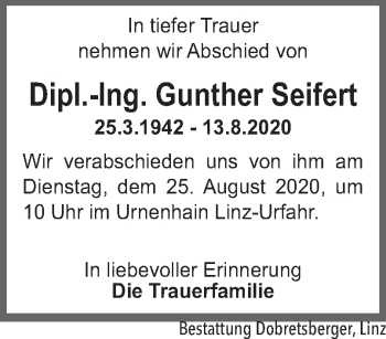 Traueranzeige von Gunther Seifen von OÖNachrichten
