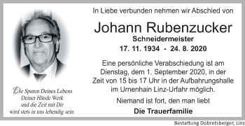 Traueranzeige von Johann Rubenzucker von OÖNachrichten