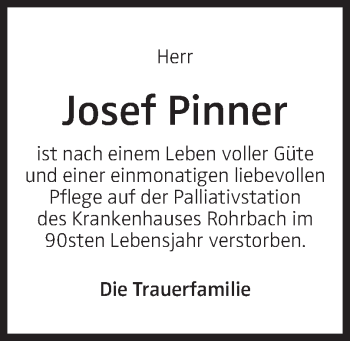 Traueranzeige von Josef Pinner von OÖNachrichten
