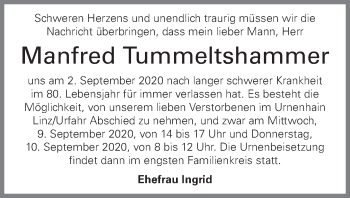 Traueranzeige von Manfred Tummeltshammer von OÖNachrichten