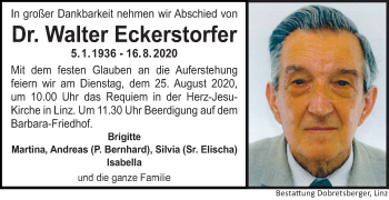 Traueranzeige von Walter Eckerstorfer von OÖNachrichten