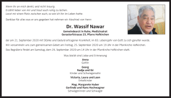 Traueranzeige von Wassif Nawar von OÖNachrichten