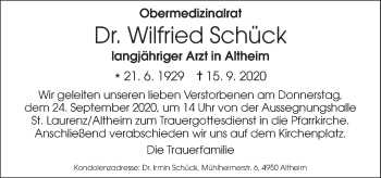 Traueranzeige von Wilfried Schück von OÖNachrichten