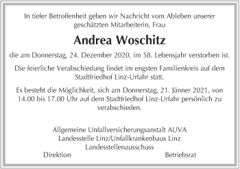 Traueranzeige von Andrea Woschitz von OÖNachrichten