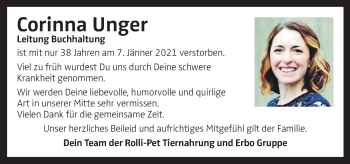 Traueranzeige von Corinna Unger von OÖNachrichten
