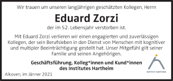 Traueranzeige von Eduard Zorzi von OÖNachrichten