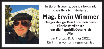 Traueranzeige von Erwin Wimmer von OÖNachrichten