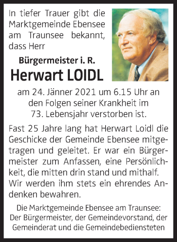 Traueranzeige von Herwart Loidl von OÖNachrichten