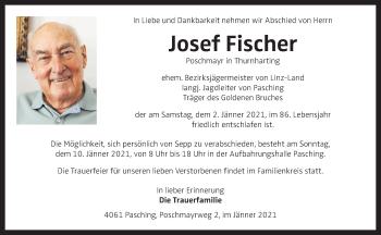 Traueranzeige von Josef Fischer von OÖNachrichten