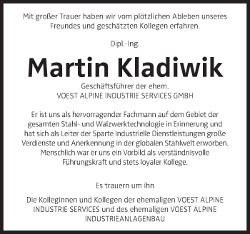 Traueranzeige von Martin Kladiwik von OÖNachrichten