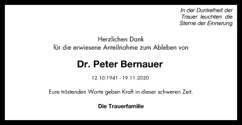Traueranzeige von Peter Bernauer von OÖNachrichten