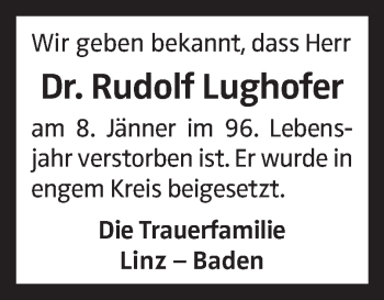 Traueranzeige von Rudolf Lughofer von OÖNachrichten