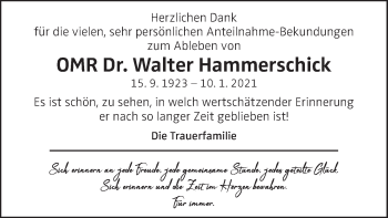 Traueranzeige von Walter Hammerschick von OÖNachrichten