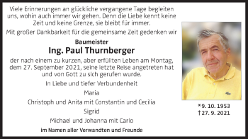 Traueranzeige von Paul Thurnberger von OÖNachrichten