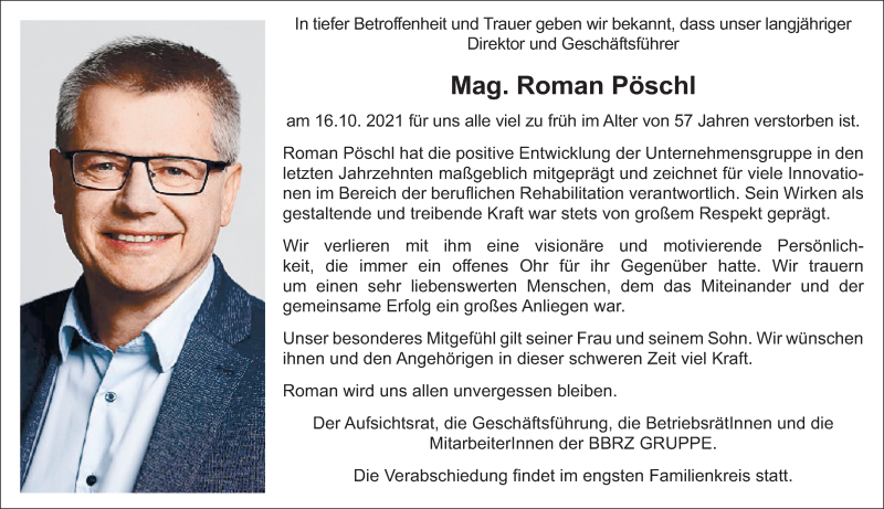  Traueranzeige für Roman Pöschl vom 21.10.2021 aus OÖNachrichten