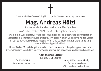 Traueranzeige von Andreas Hölzl von OÖNachrichten
