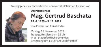 Traueranzeige von Gertrud Baschata von OÖNachrichten
